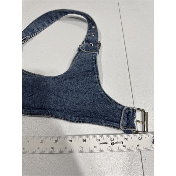 Liv&Lucy Denim Body Harness Corset Adjustable Belt Buckle Straps Blue Slimming - Picture 6 of 9